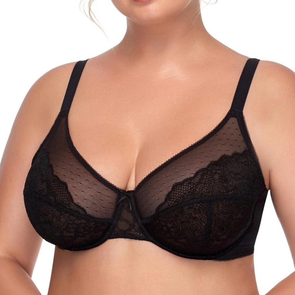 Hsia Minimizer Bras For Women Full Coverage Underwire Lace 40g Black